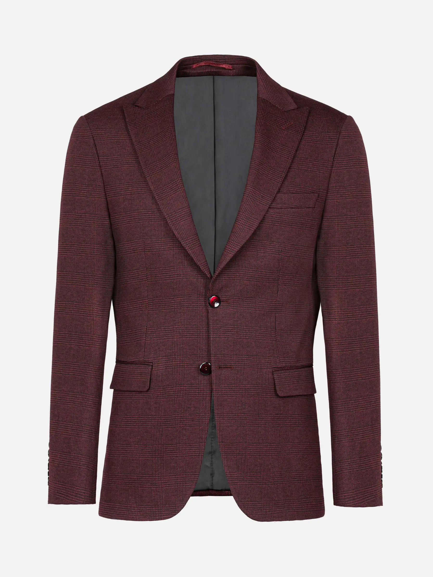 Red Wood Wide Lapel Dark Red Blk Suit Blazer 60