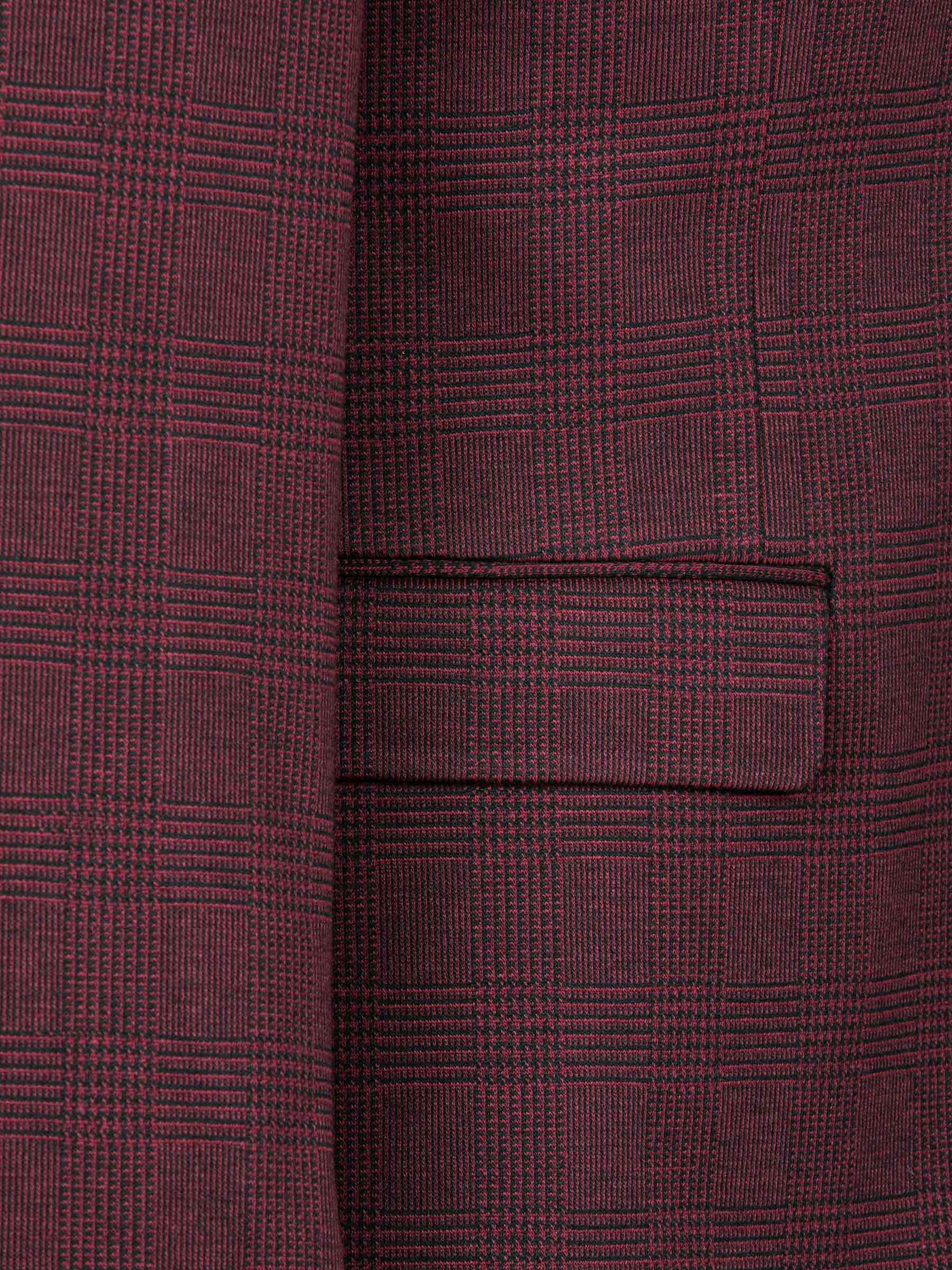 Red Wood Wide Lapel Dark Red Blk Suit Blazer 60