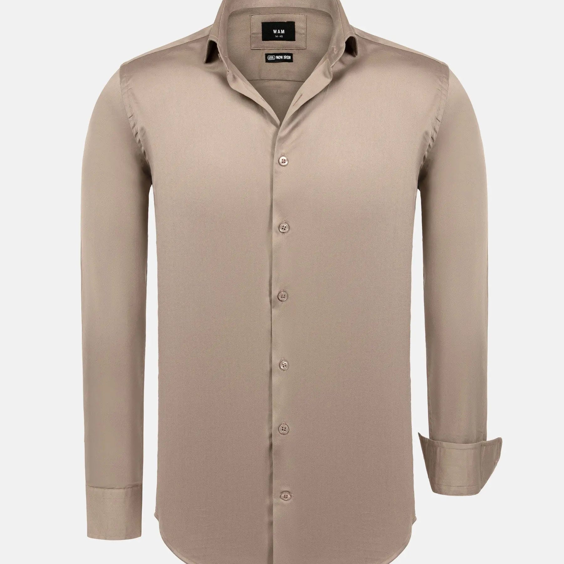 William Beige Slim Fit Mena Cotton Shirt 6XL