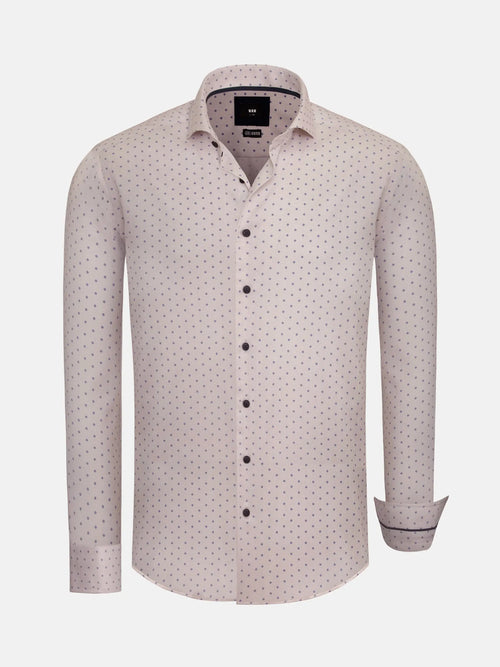 Light beige dress shirt with small purple pattern, long sleeves. – Wam Denim.