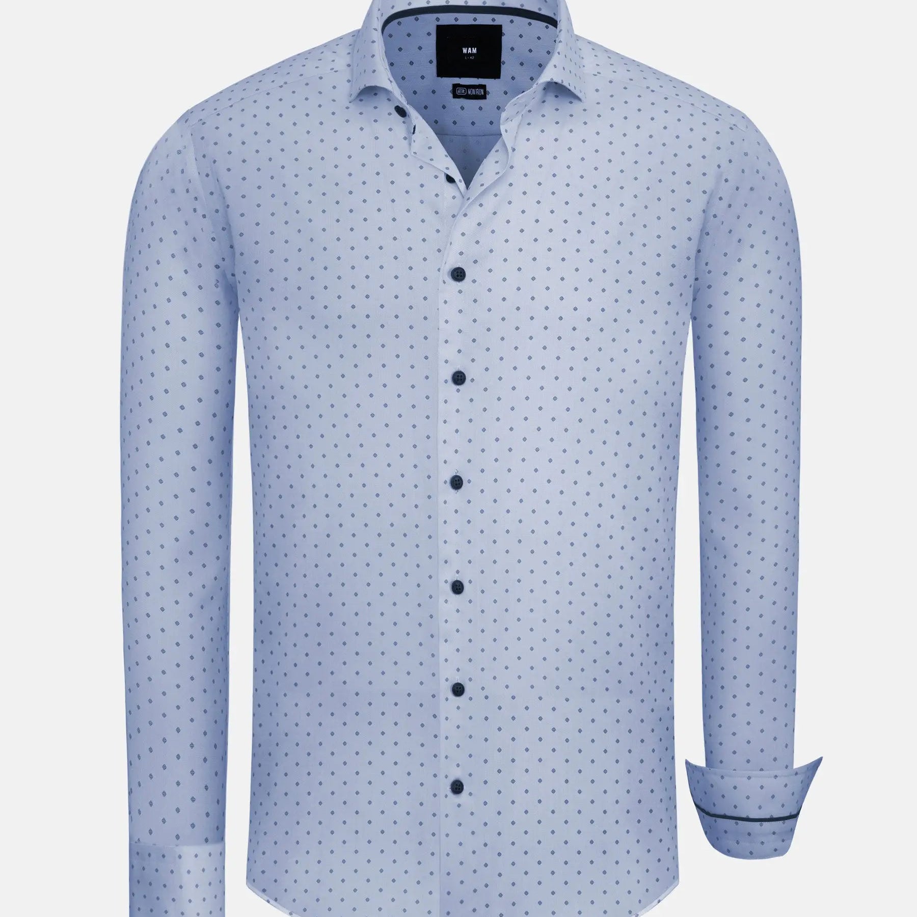 Emiliano Slim Fit Blue  Long Sleeve Shirt 6XL