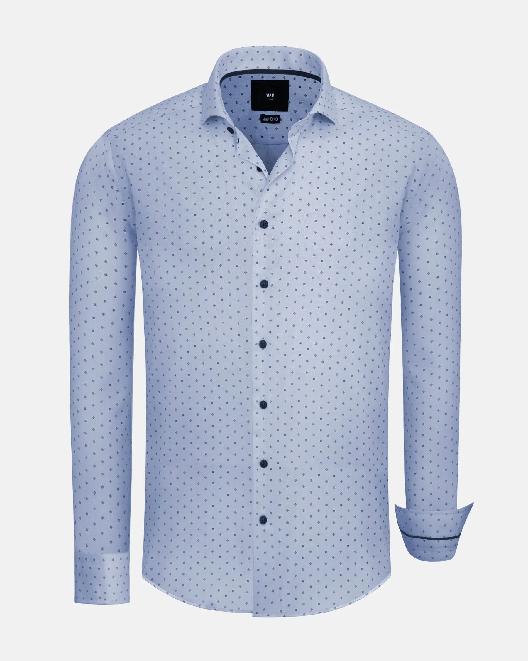 Emiliano Slim Fit Blue  Long Sleeve Shirt 6XL