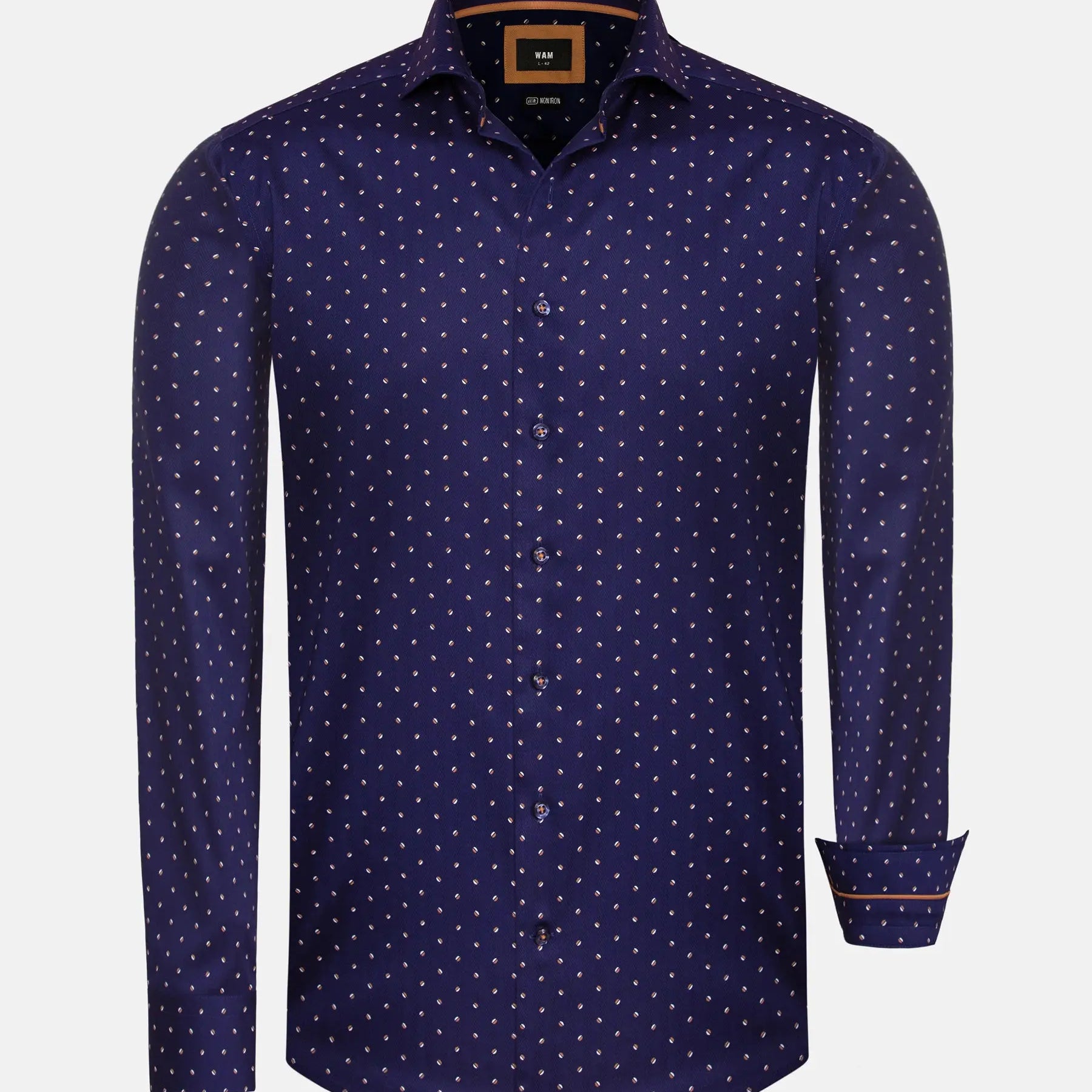 Verdantia Coffee Bean Pattern Navy Long Sleeve Shirt 6XL