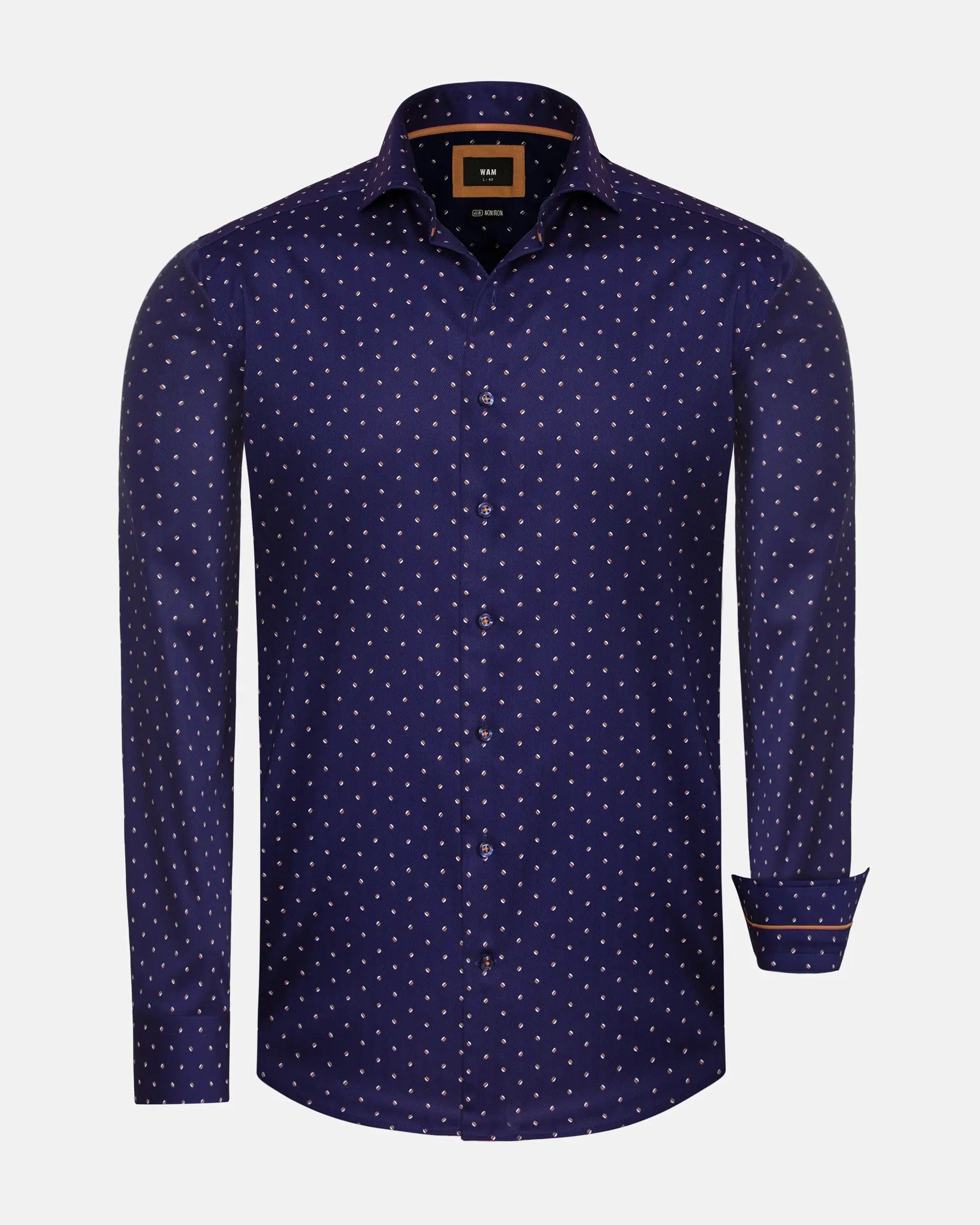 Verdantia Coffee Bean Pattern Navy Long Sleeve Shirt 6XL