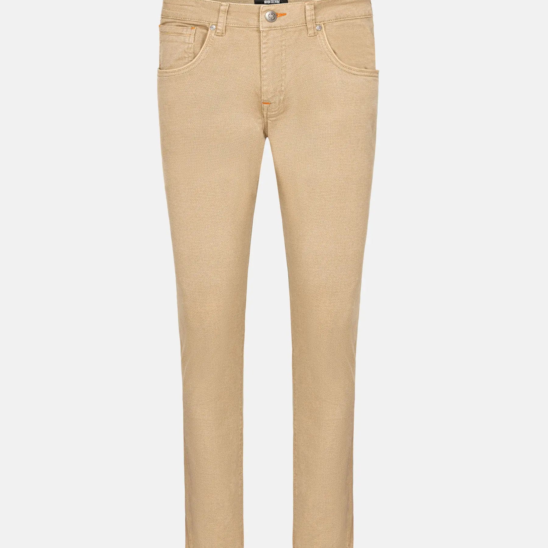 Cropped shot of light beige men's slim fit jeans – Wam Denim.