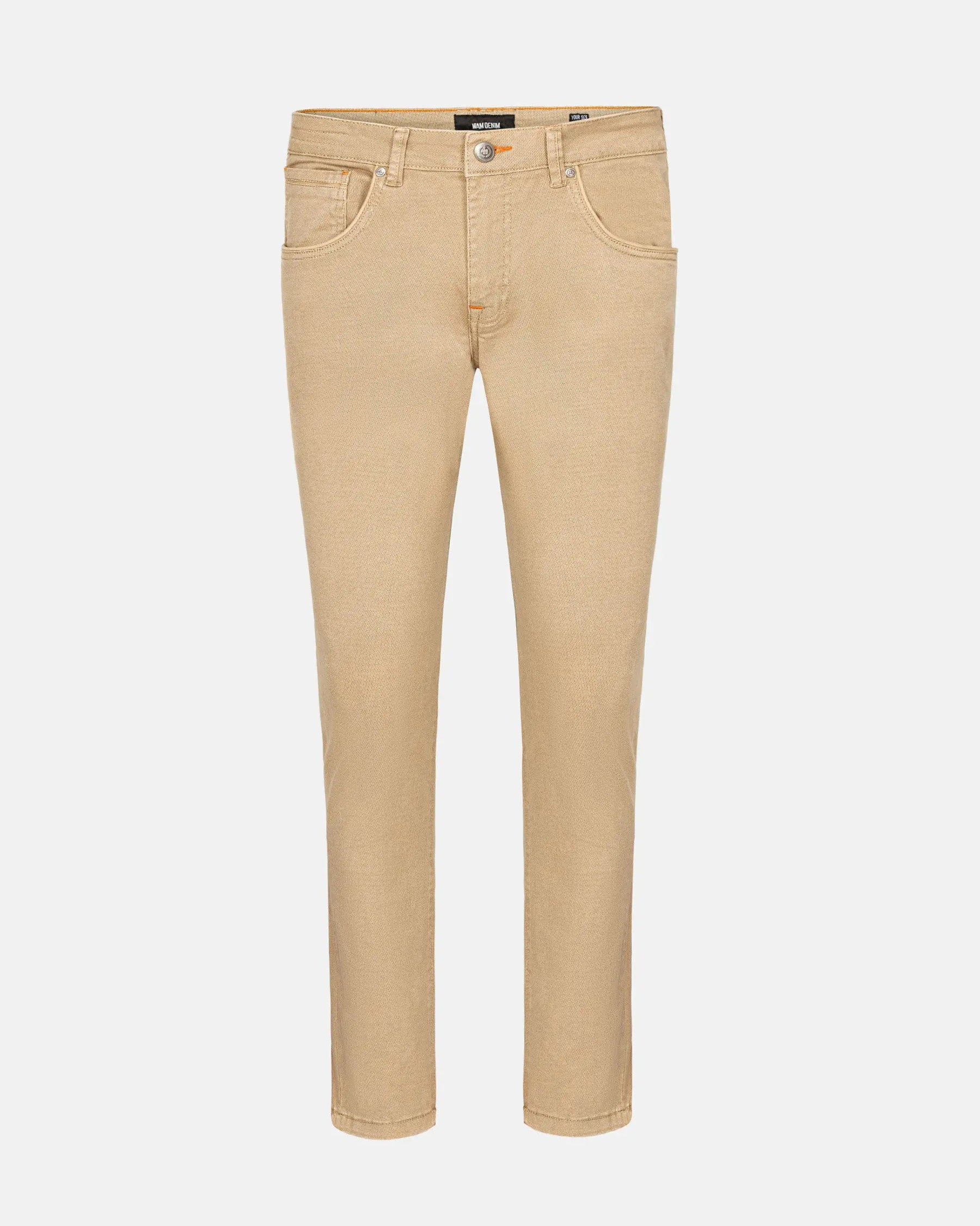 Cropped shot of light beige men's slim fit jeans – Wam Denim.