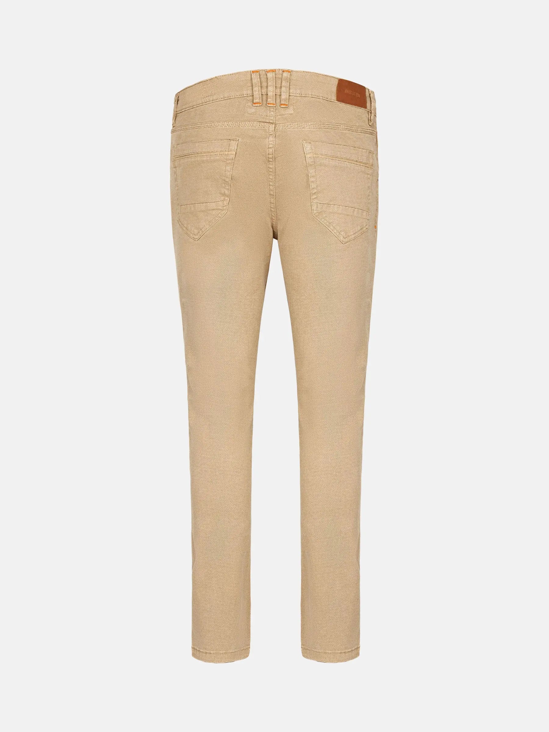 Back view of **beige** men's **slim fit jeans** with back pockets – Wam Denim.