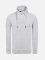 Gray sweater with a small logo on a white background