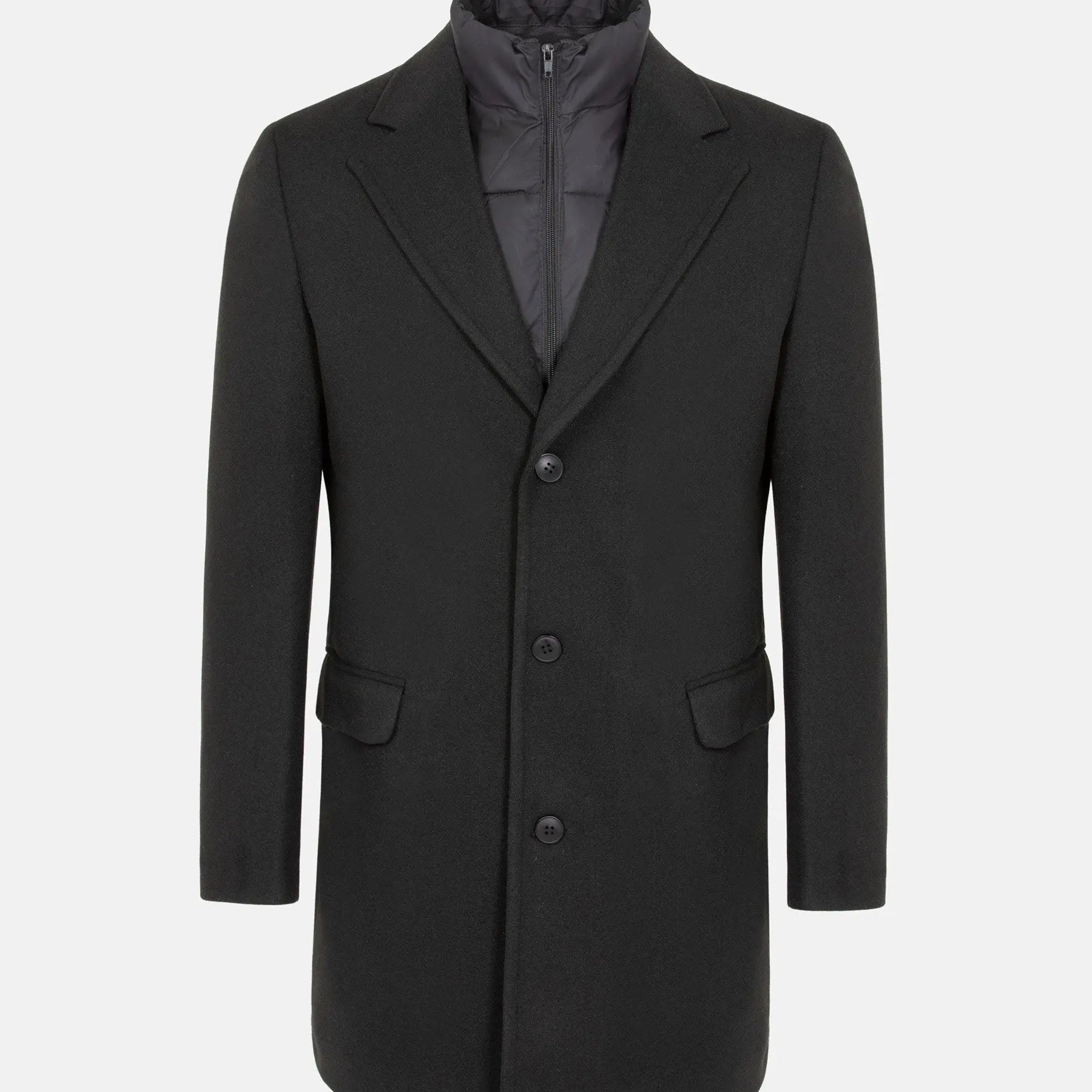 Korbin Notch lapeled Black Trench coat 6XL