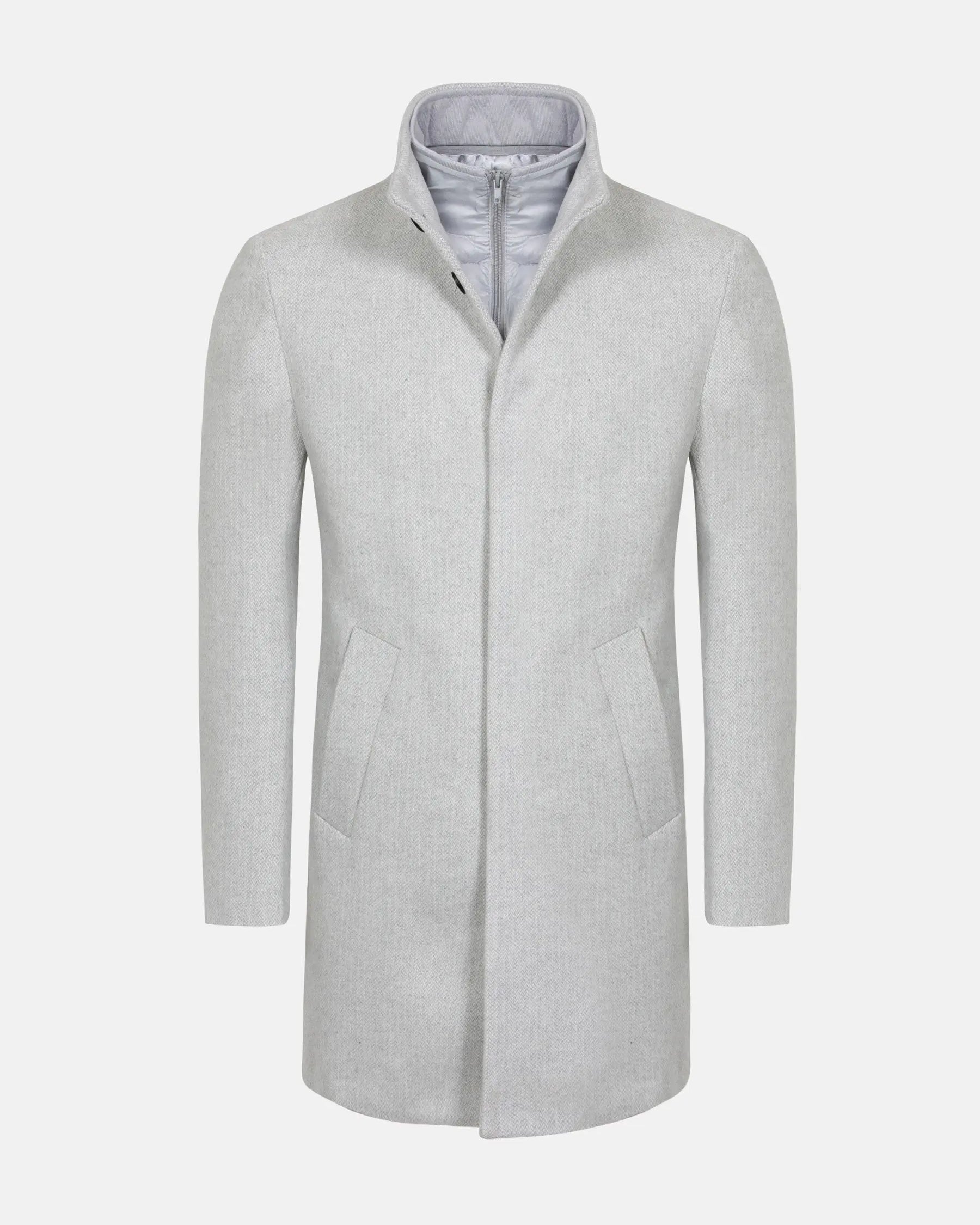 Kartier High Neck Light Grey Trench Coat 6XL