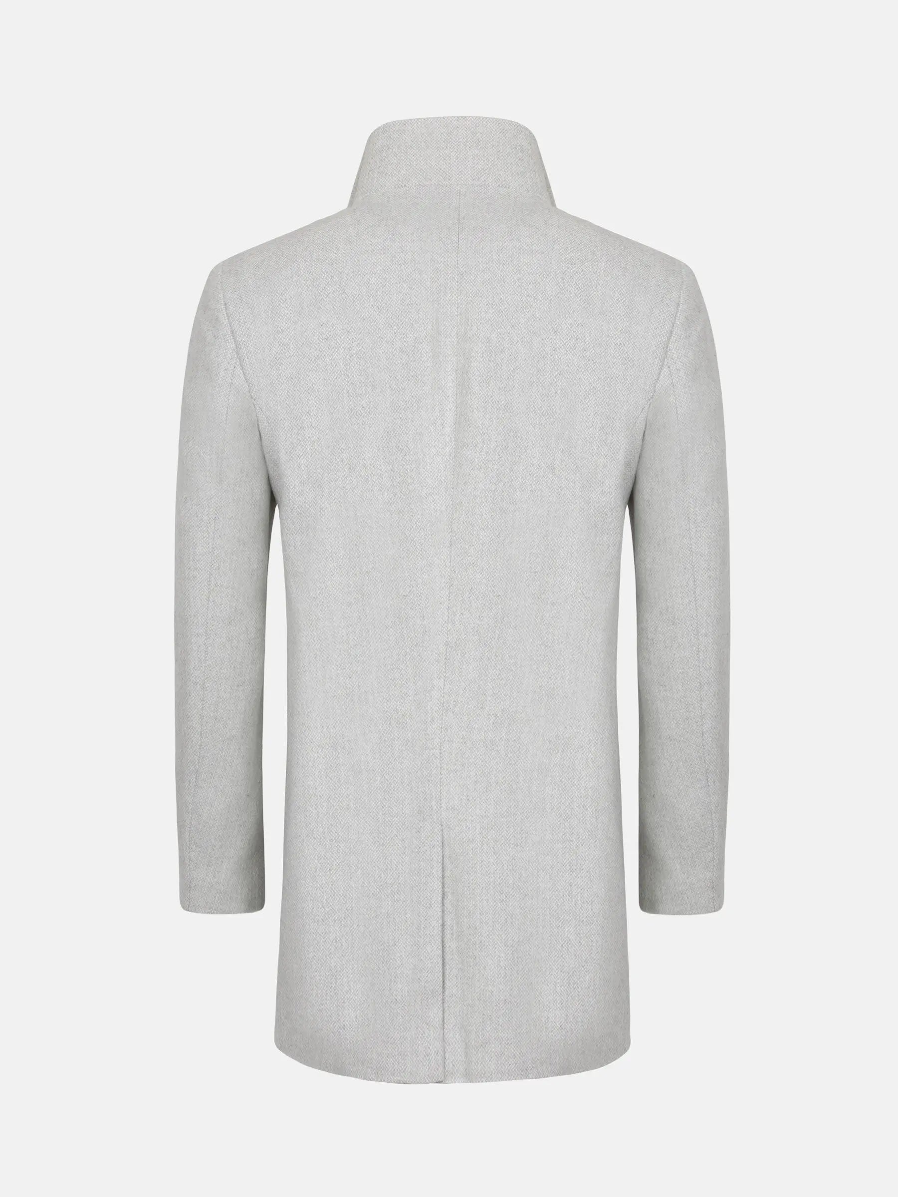 Kartier High Neck Light Grey Trench Coat 6XL