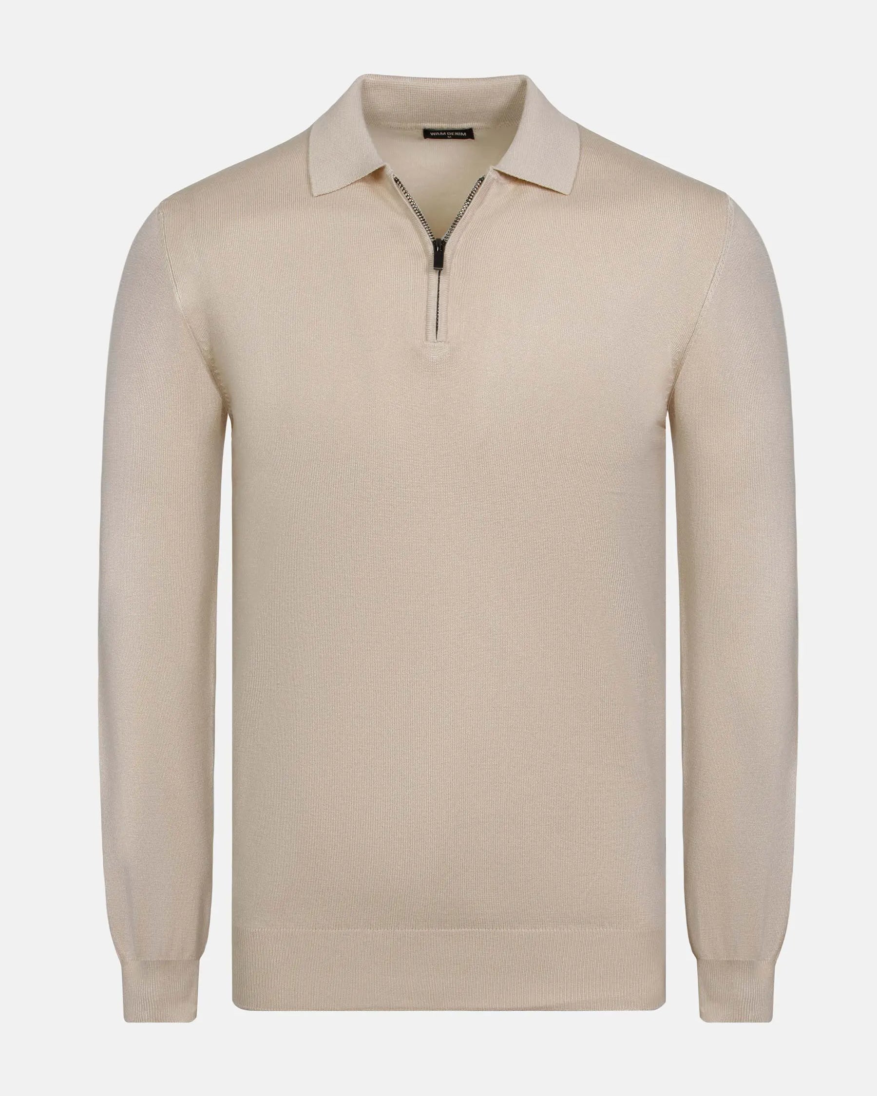 Raglan Half Zip Closer Beige Pullover 6XL