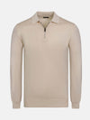 Raglan Half Zip Closer Beige Pullover 6XL