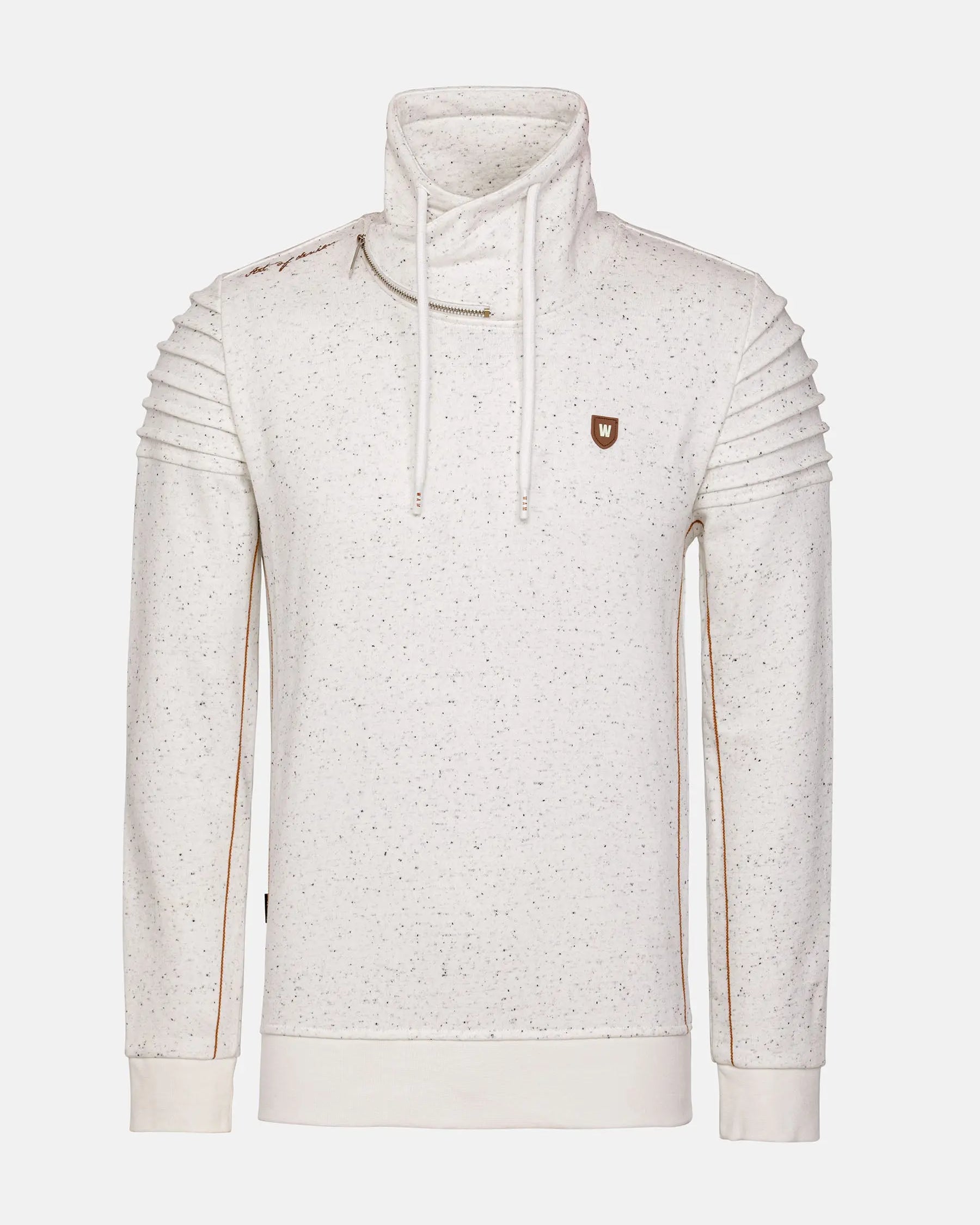 Off White sweater with a small logo on a white background