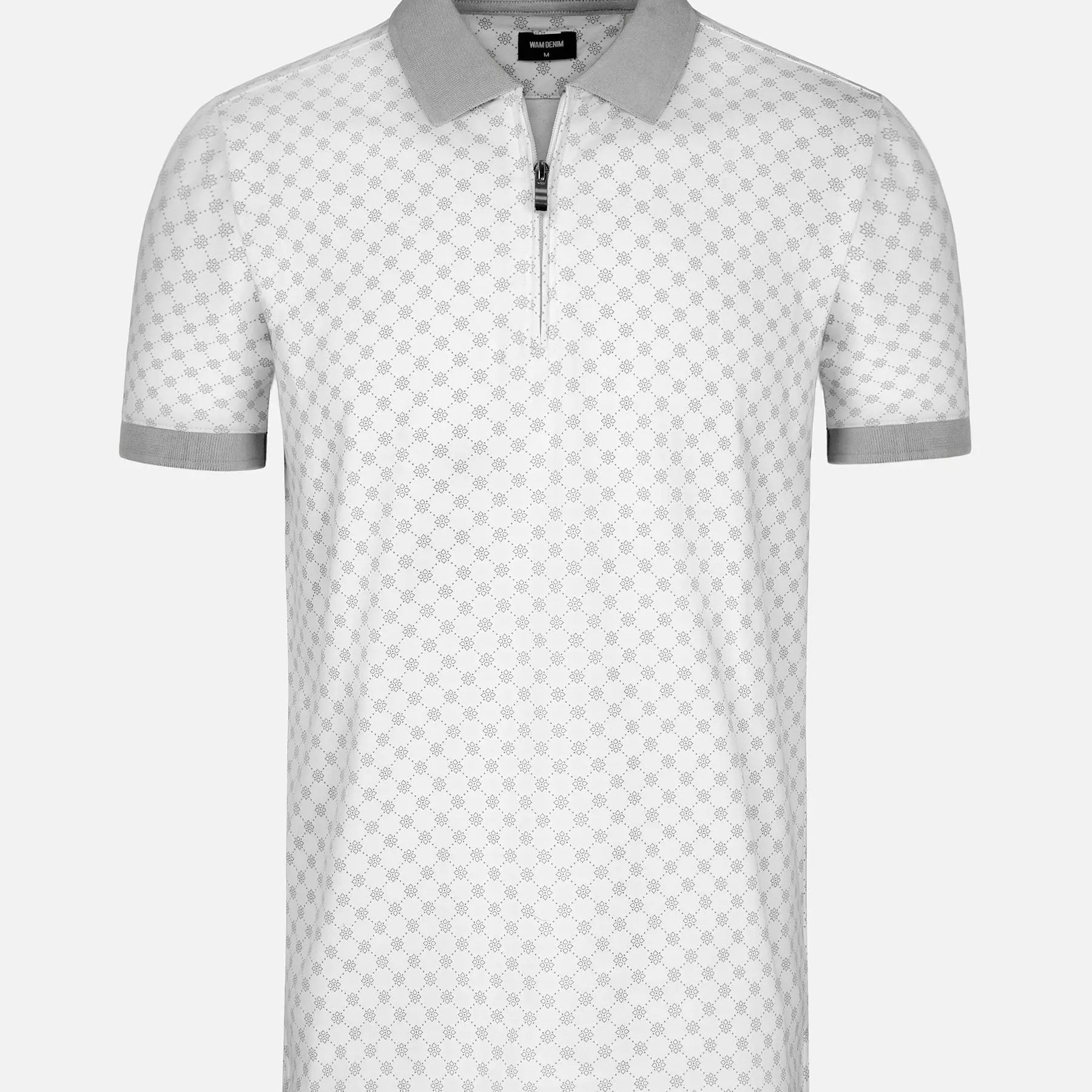 Stylish grey white Damir Polo with patterned design. – Wam Denim.