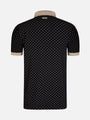 Back view of black and beige patterned polo shirt with contrast collar – Wam Denim.