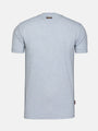 Back view of a blue men's crew neck t-shirt – Wam Denim.