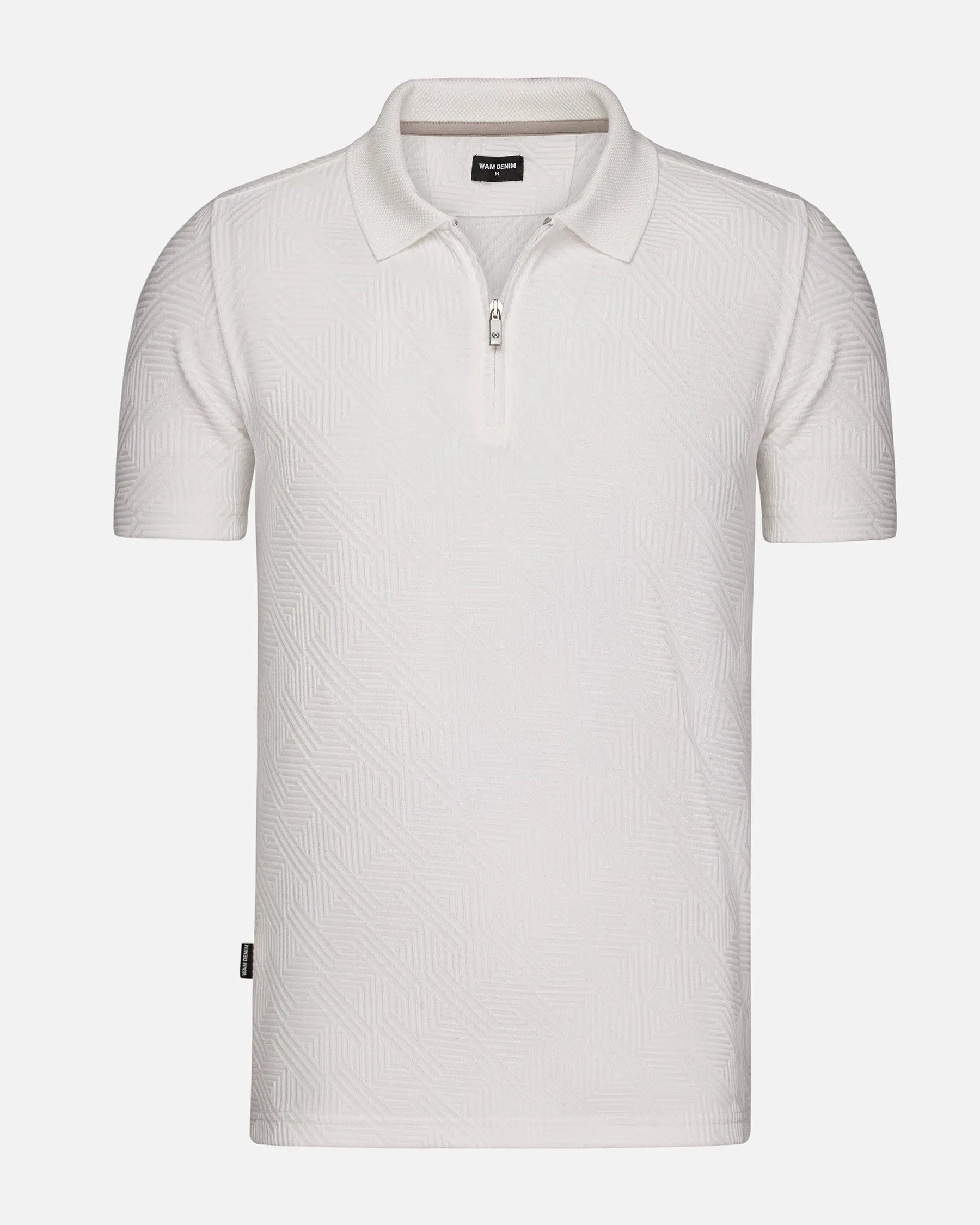 White, textured men's polo  – Wam Denim.