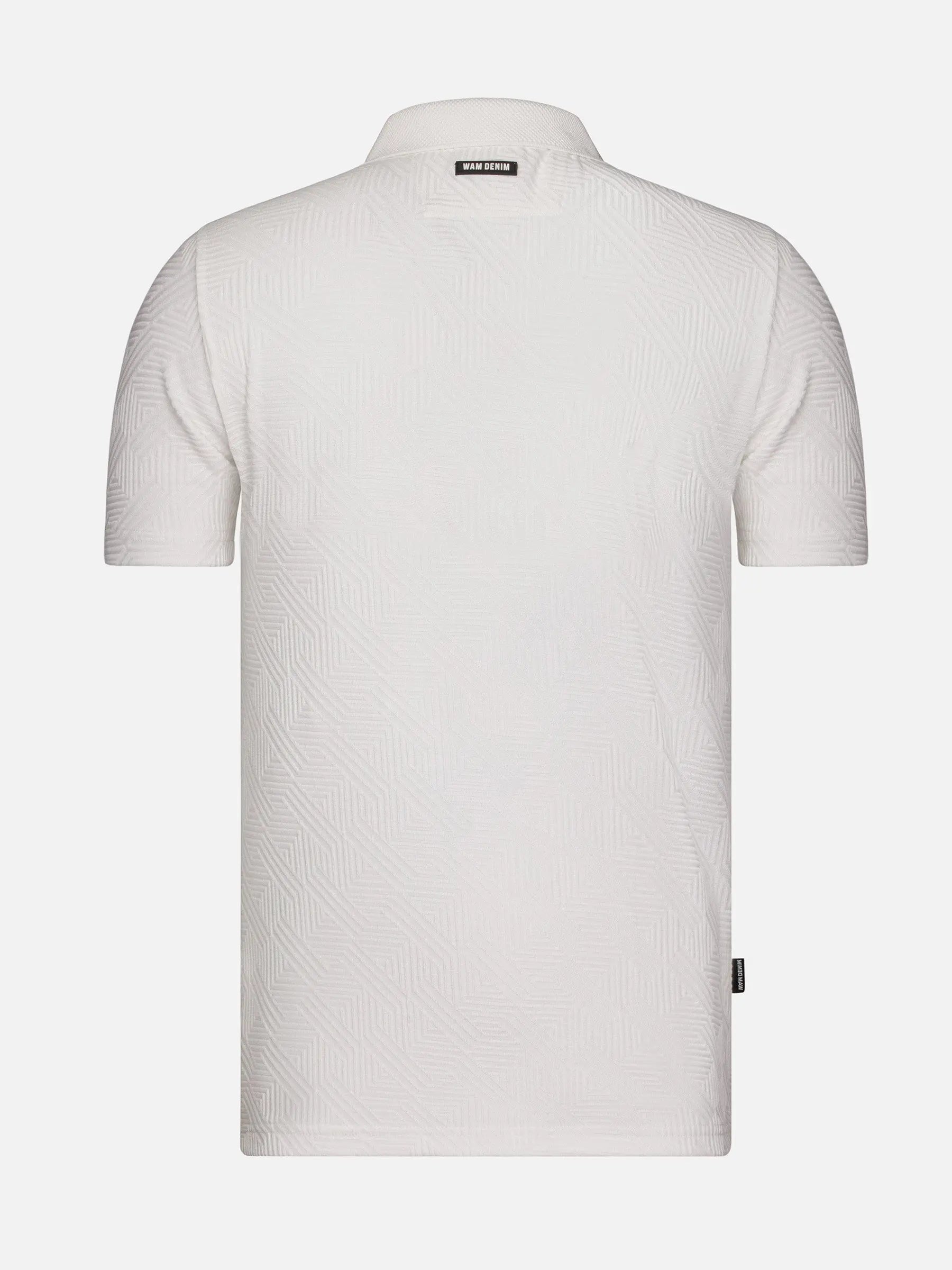 Back view of the white men's textured polo shirt – Wam Denim.