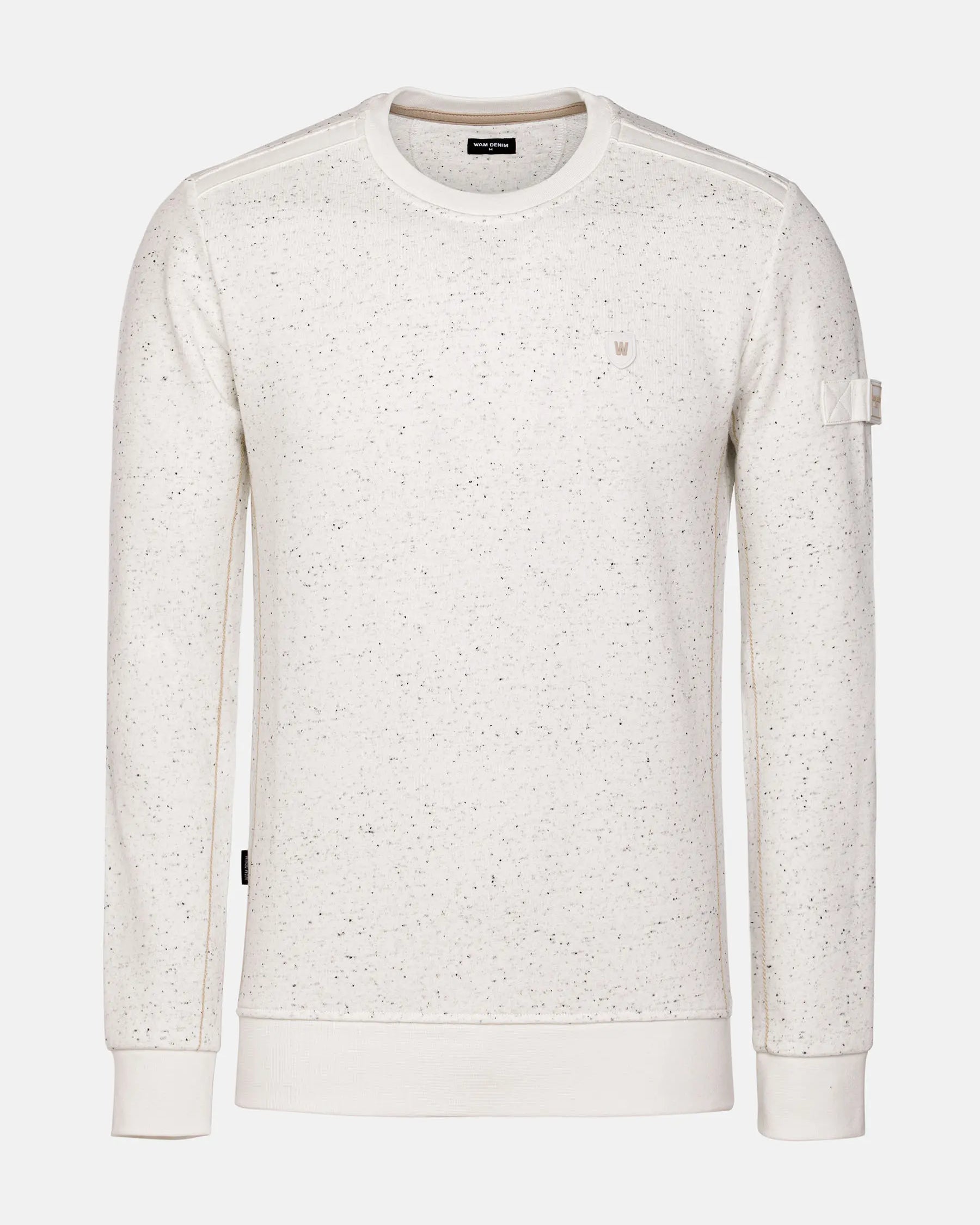 Off White sweater with subtle pattern on a white background
