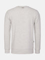 Back view of light grey textured crew neck sweatshirt with ribbed hem and cuffs – Wam Denim.