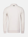 Back view of light beige Milburn Sweater with logo. – Wam Denim.