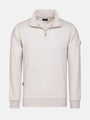 Close-up of light beige Milburn Sweater with stitching. – Wam Denim.
