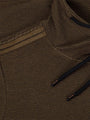 Close-up of the shoulder detail on the cowl neck sweater – Wam Denim.