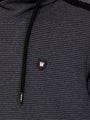 Close-up of ribbed Anthracite sweater with drawstrings and chest logo detail – Wam Denim.