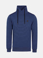 Blue horizontal stripe men's cowl neck sweater with drawstrings – Wam Denim.