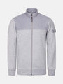 The Fletcher Light Grey Vest, front view with full zipper and ribbed textured shoulders – Wam Denim.