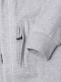 Close-up of The Fletcher Light Grey Vest pocket and cuff showing zip detail and label – Wam Denim.
