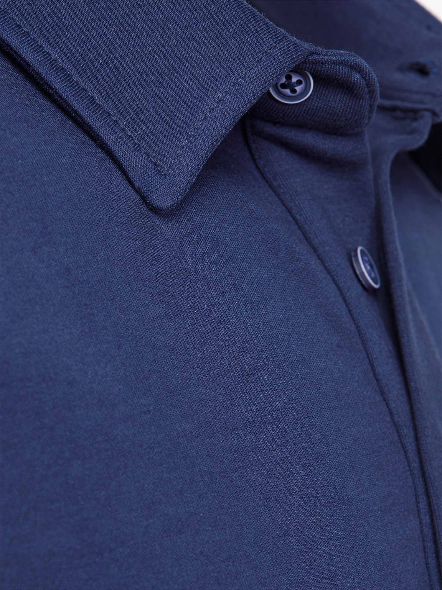Close-up of a Navy Sweater with buttons and collar details