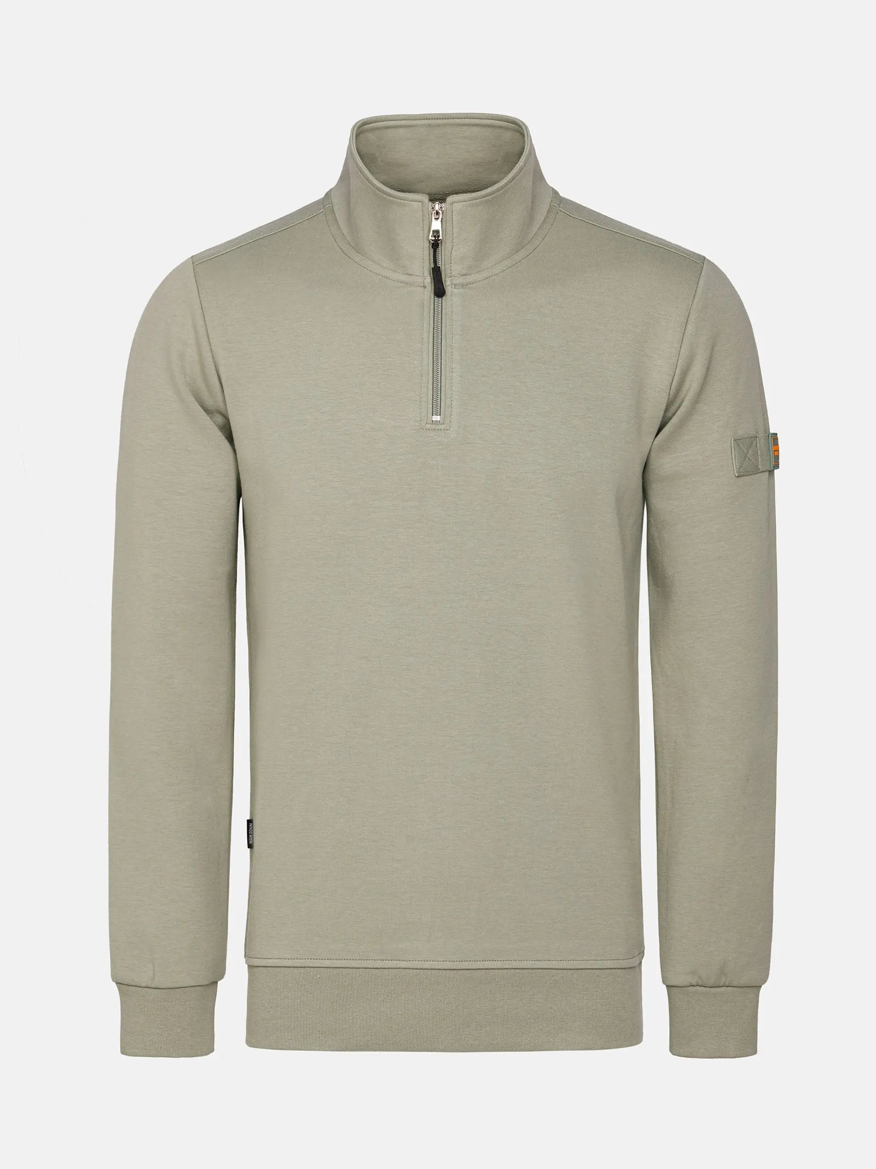 Light Green Sweater with a quarter zip on a white background
