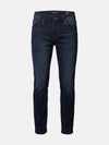 Navy men’s slim fit jeans with classic five-pocket design and clean finish.