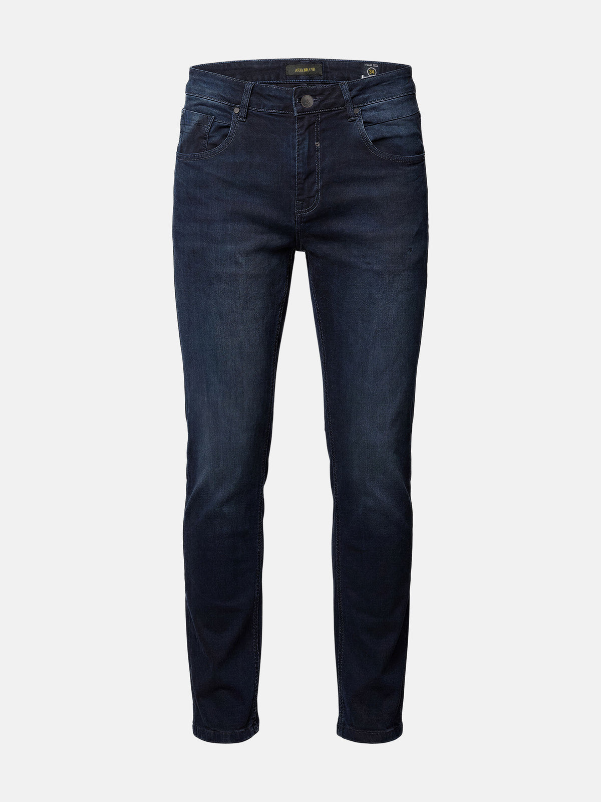Navy men’s slim fit jeans with classic five-pocket design and clean finish.