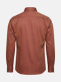 Back view of light brown men’s long-sleeve shirt with clean tailored fit