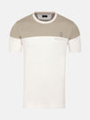 Off-white men’s T-shirt with beige panel design and short sleeves by Wam Denim