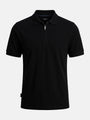 Black zip polo t-shirt, slim fit cotton men’s smart casual shirt