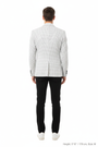 Back view - white textured blazer on model