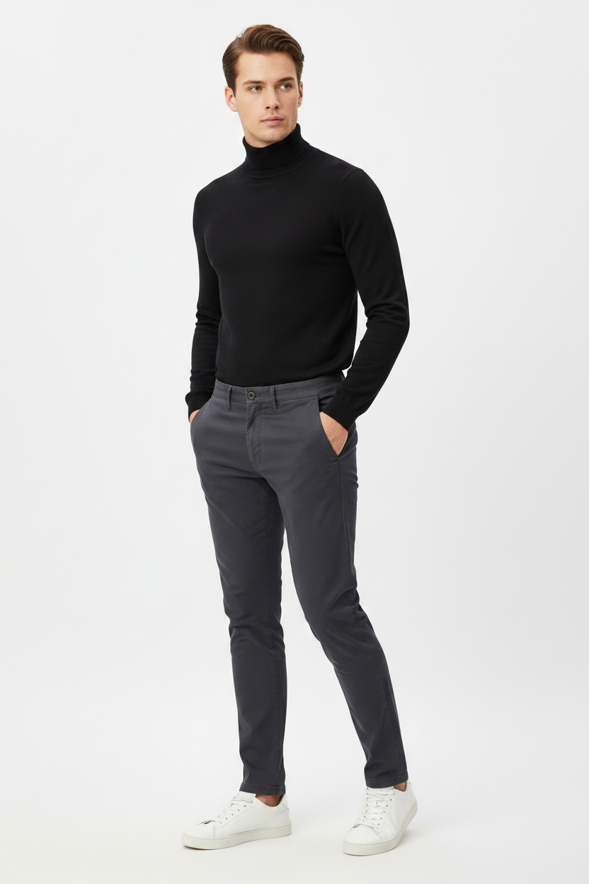 WAM DENIM Chino 72446 Thalin Anthracite - Three-Quarter View