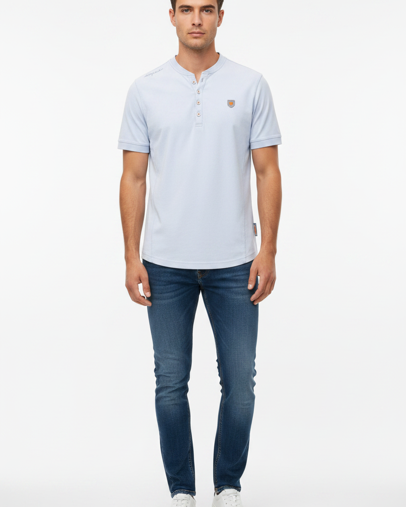 WAM DENIM T-Shirt 79664 Velvet Light Blue - Front View