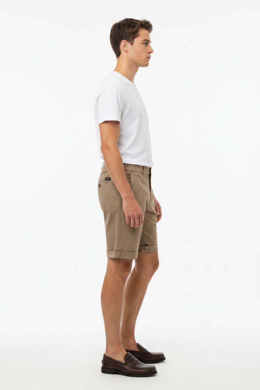 WAM DENIM Korte Broek 72456 Zurex Dark Beige - Side View