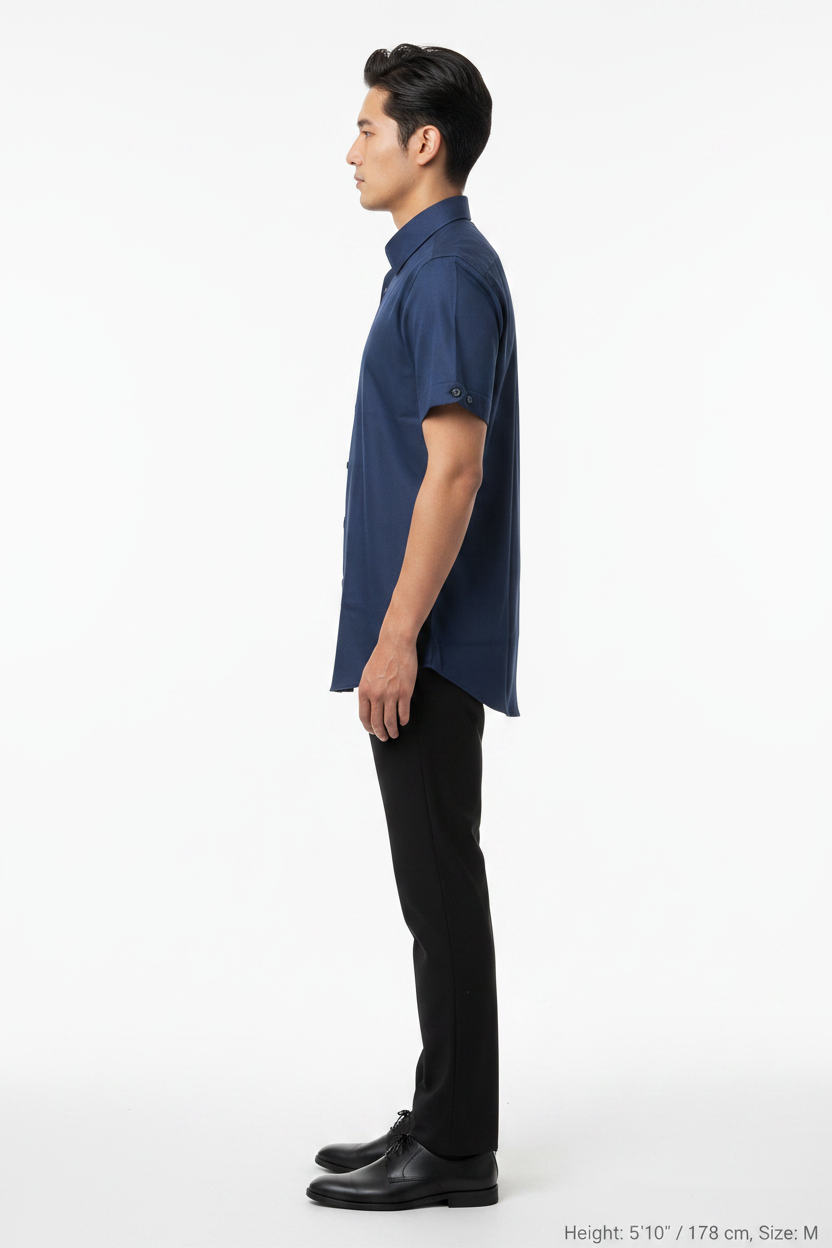 Lorven Navy Short Sleeve Shirt - Side View