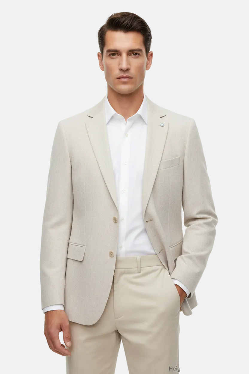 Wam Denim Corlan Light Beige Blazer – full front view on model, single button, notch lapel