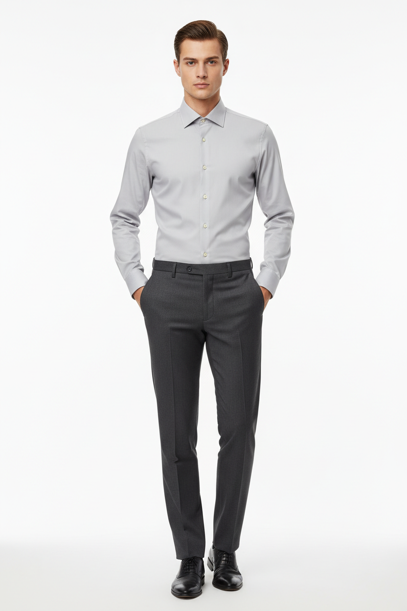 WAM DENIM Norvik Light Grey Shirt - Front View