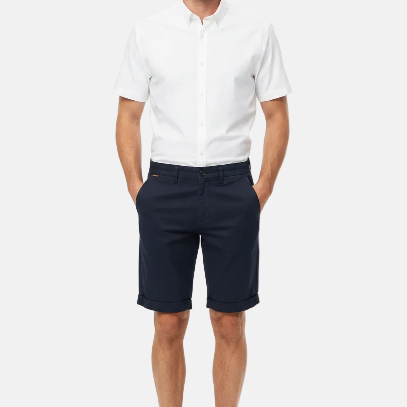 Wam Denim Kelden Navy Chino Shorts – model front view with size label