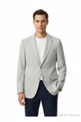 Front view - light grey micro-check blazer on model