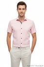 Wam Denim Seldor Pink Short Sleeve Shirt – model front view, tucked in