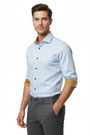 Wam Denim Ordin Light Blue Long Sleeve Shirt – three-quarter view on model
